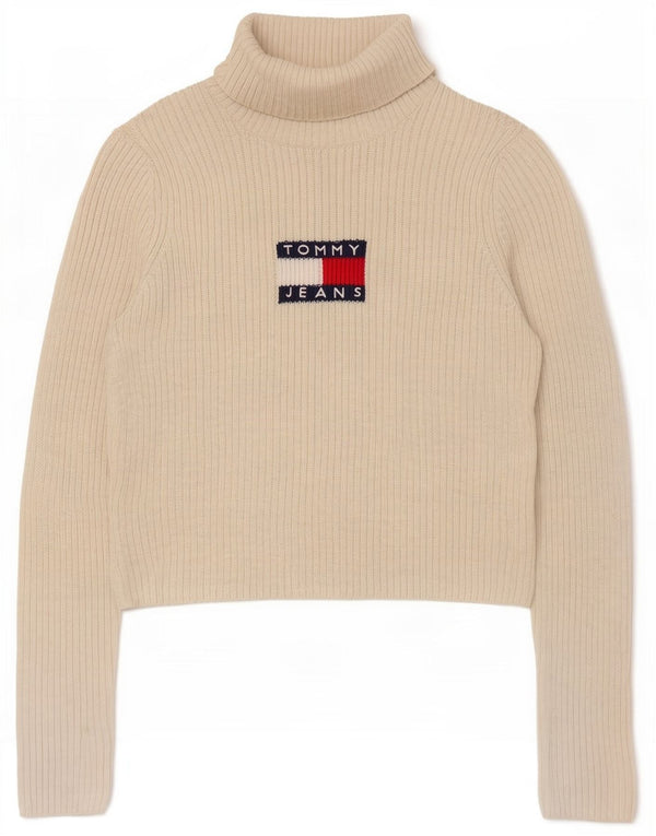 Damski sweter Tommy Hilfiger Graphic z golfem UK 14, duży biały