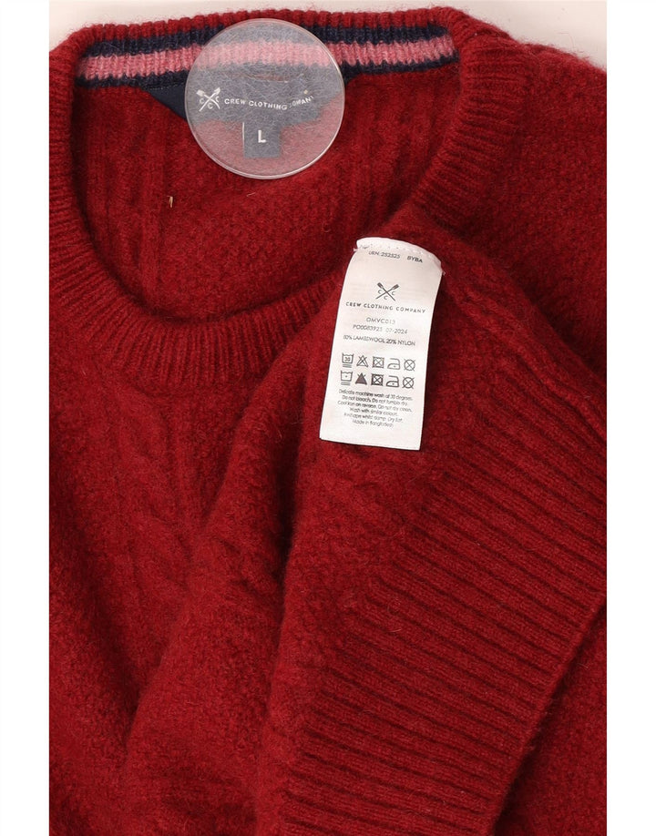 Crew Clothing Męski sweter z golfem, duży, czerwony, z owczej wełny