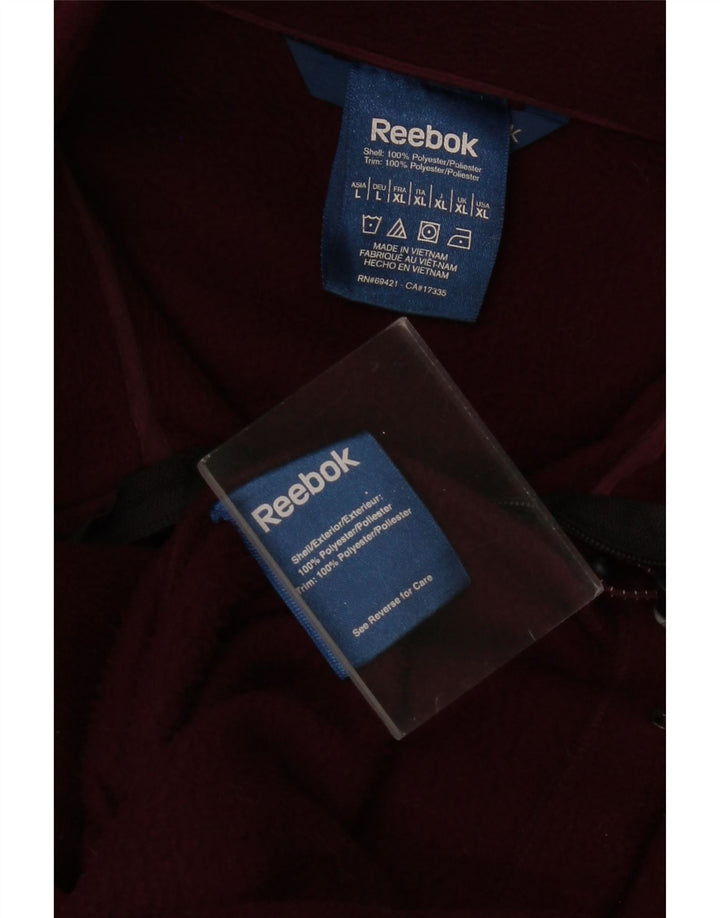 Męska kurtka polarowa REEBOK UK 42 XL, bordowy poliester z blokami kolorów