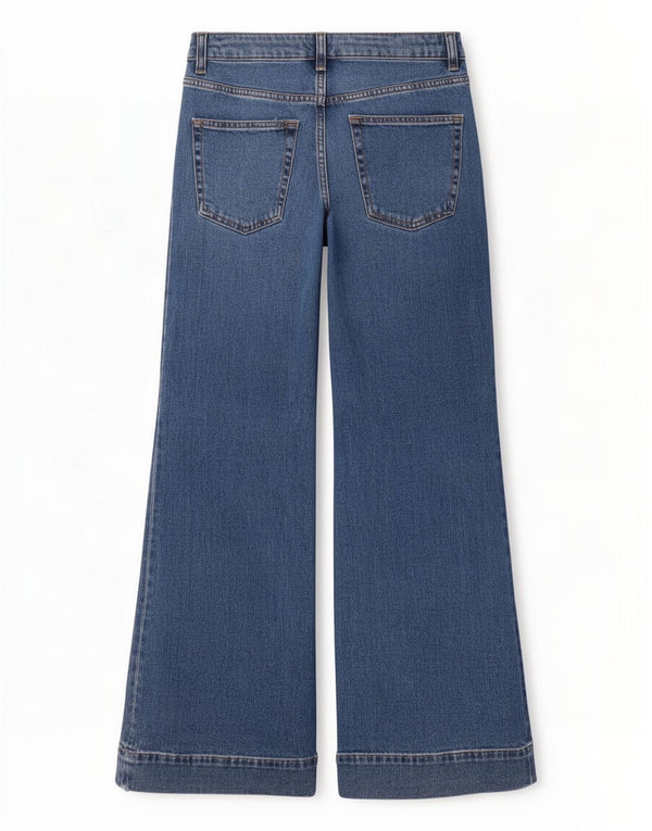 Marks & Spencer Damskie jeansy rozkloszowane z wysokim stanem UK 10 Małe W30 L30 Niebieskie