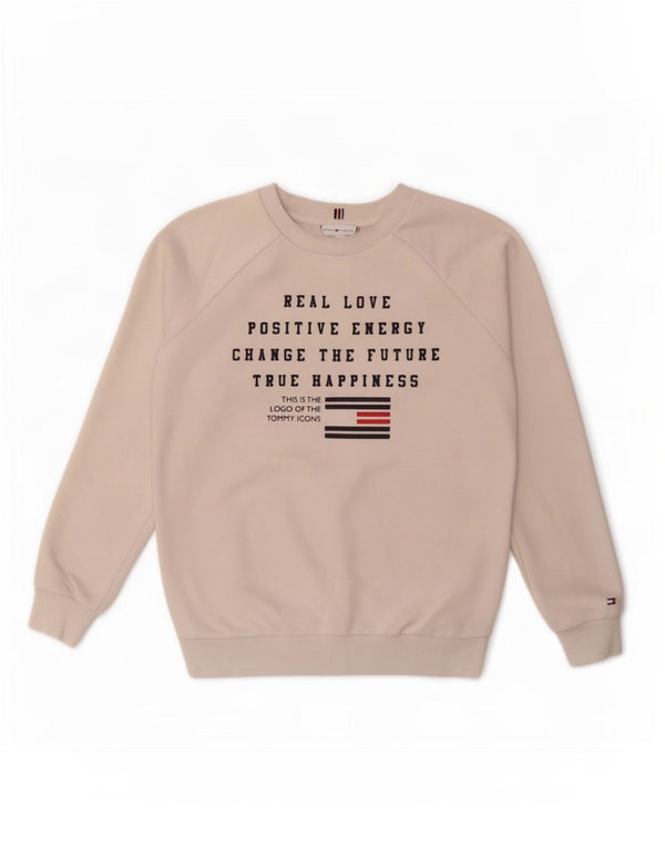 Męska bluza z grafiką Tommy Hilfiger, sweter XS w kolorze złamanej bieli