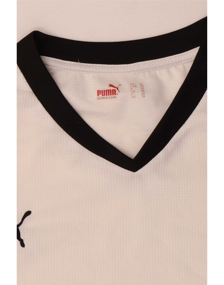 T-shirt damski Puma Top UK 16, duży, biały, poliester z blokami kolorów