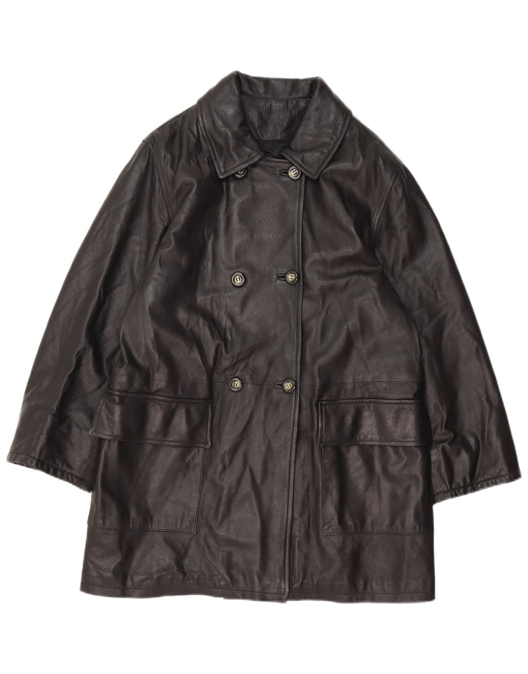 Vintage damski płaszcz oversize z podwójnymi piersiami IT 42, średni czarny