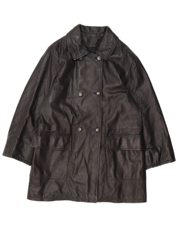 Vintage damski płaszcz oversize z podwójnymi piersiami IT 42, średni czarny