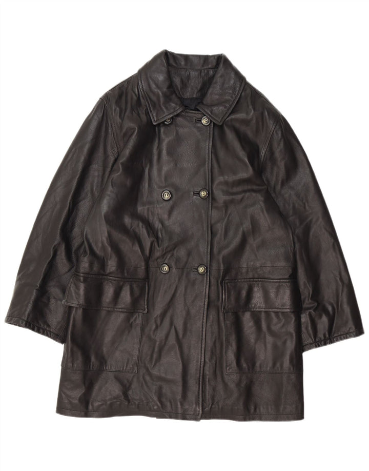 Vintage damski płaszcz oversize z podwójnymi piersiami IT 42, średni czarny