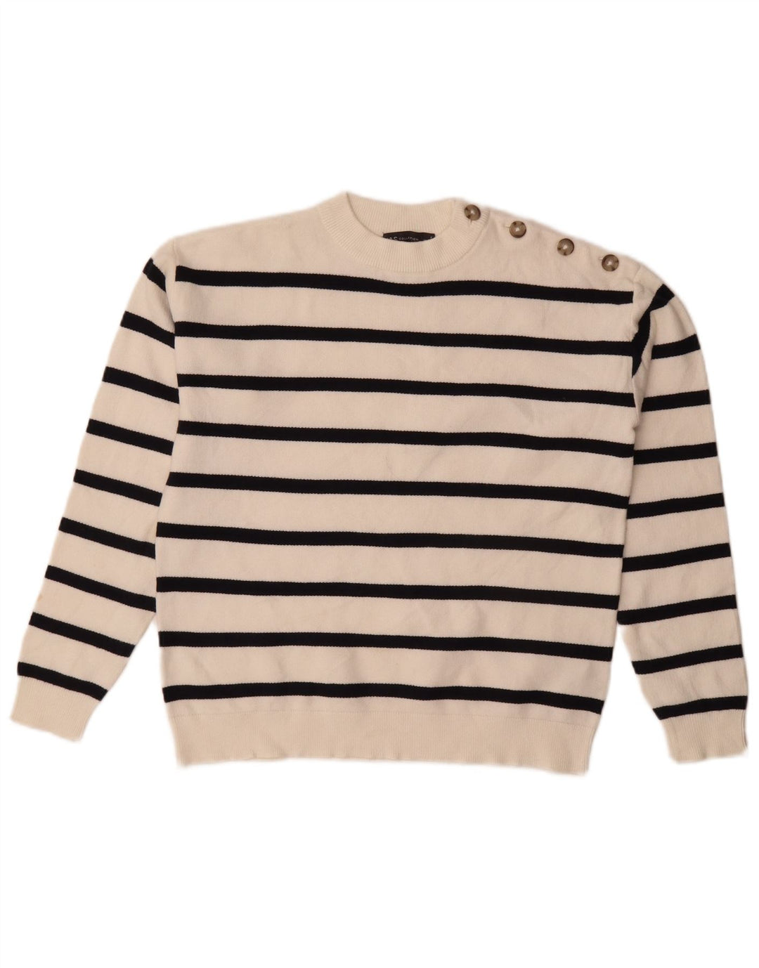 Marks & Spencer Damski sweter z okrągłym dekoltem UK 10 w małe białe paski