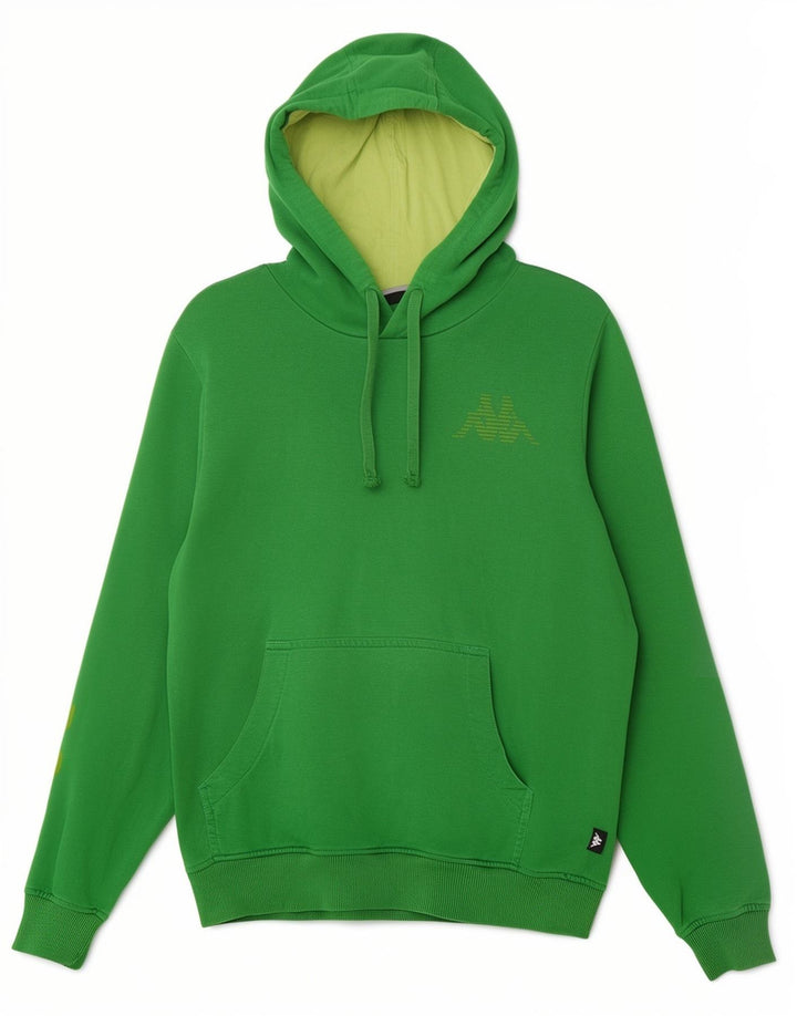 Męski sweter z kapturem Kappa z grafiką, średnio zielony, bawełniany