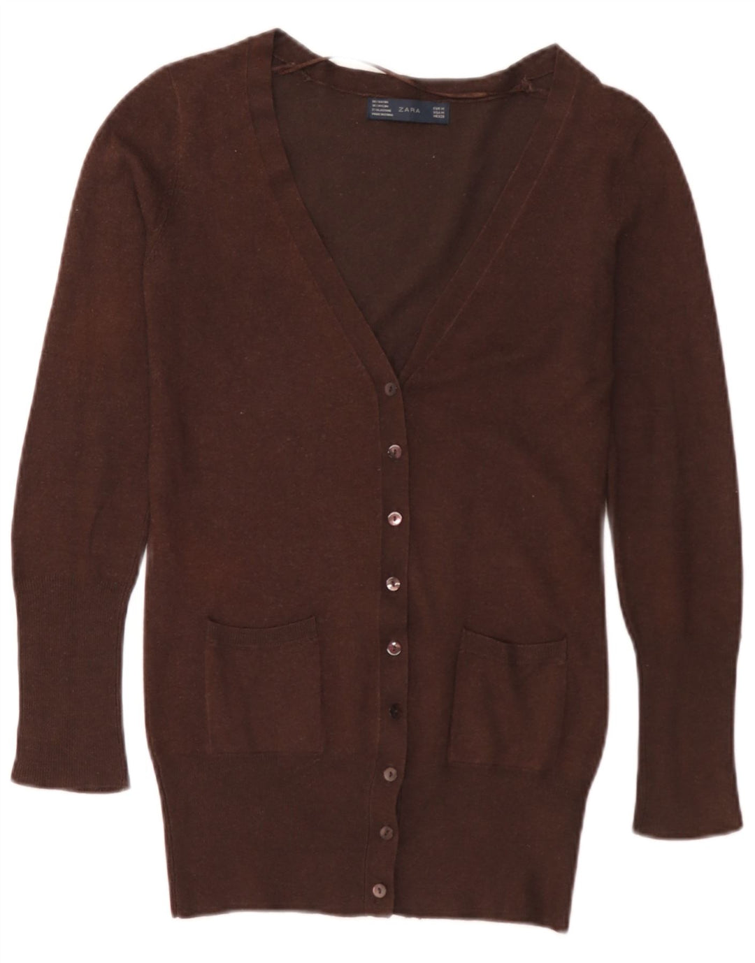 Sweter damski Zara UK 12 Średni brązowy sztuczny jedwab