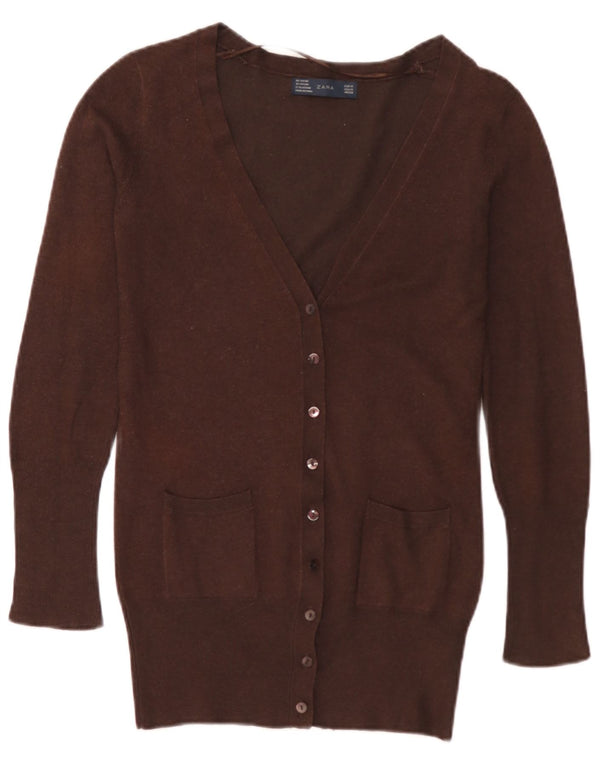 Sweter damski Zara UK 12 Średni brązowy sztuczny jedwab