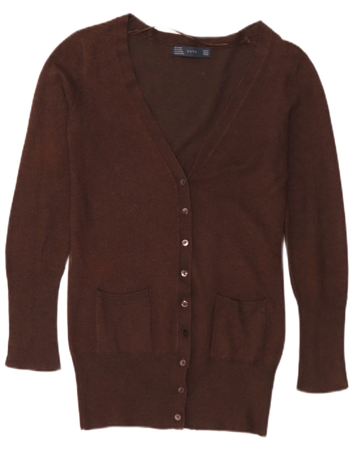 Sweter damski Zara UK 12 Średni brązowy sztuczny jedwab