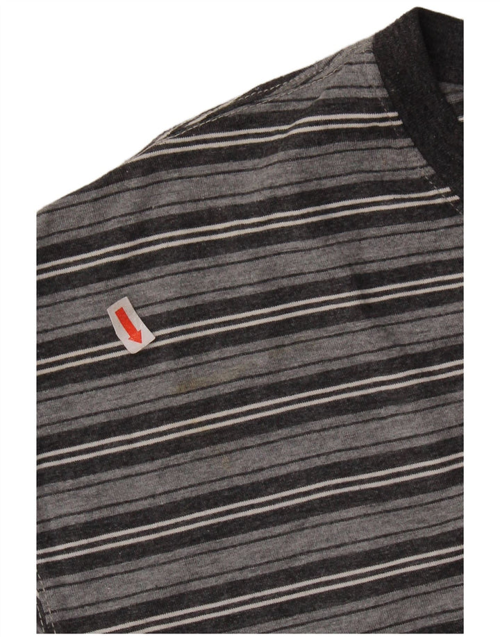 CALVIN KLEIN Męski T-shirt Top, duży, szary, bawełniany w paski