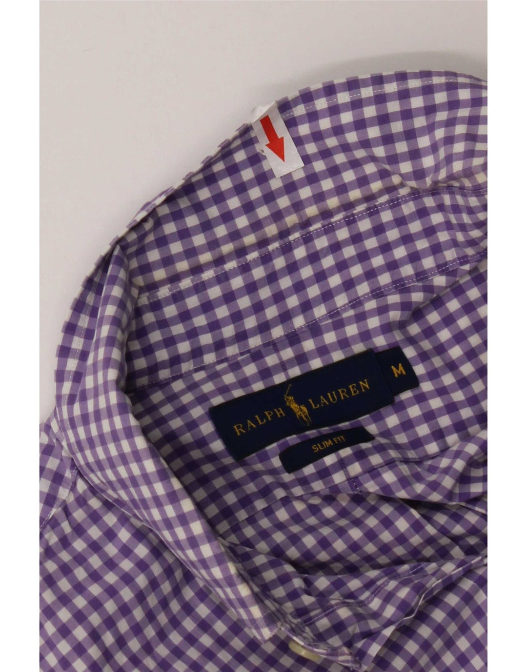 Koszula męska Ralph Lauren o dopasowanym kroju, średnia fioletowa bawełna w kratkę