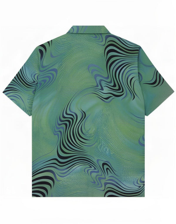 Erto Womens Abstract Pattern Short Sleeve Shirt EU 38 Medium Green