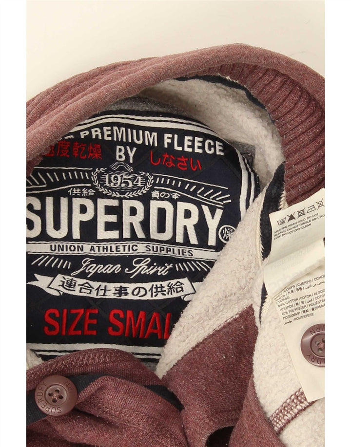 Męski sweter Superdry z dekoltem w serek, mały, bordowy, bawełniany