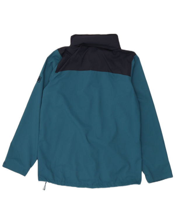 Jack Wolfskin Mens Hooded Rain Jacket UK 34 Small Blue Colourblock