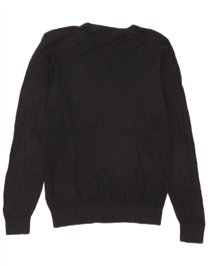 Marks & Spencer Damski sweter o regularnym kroju z dekoltem w kształcie litery V, UK 10, mały, czarny