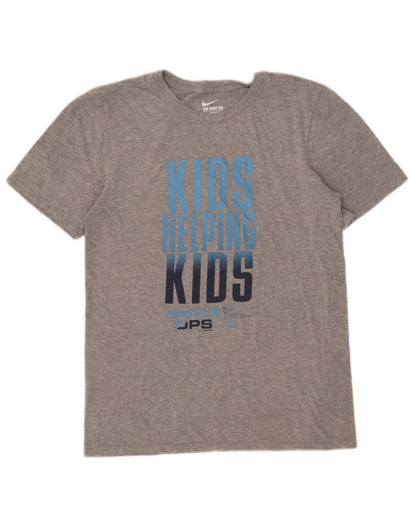 Męski T-shirt Nike o sportowym kroju z grafiką, mały, szary, nakrapiany, bawełniany