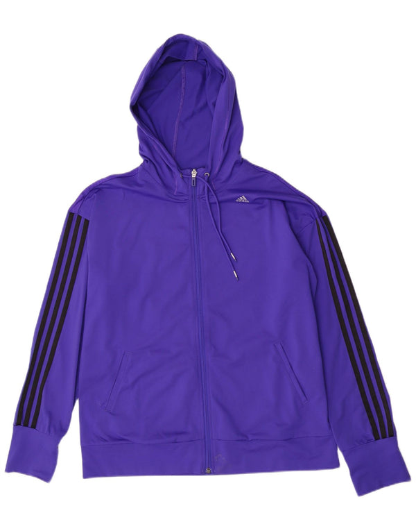 Damska bluza z kapturem Adidas Climacool Zip UK 20/22 XL w fioletowe paski