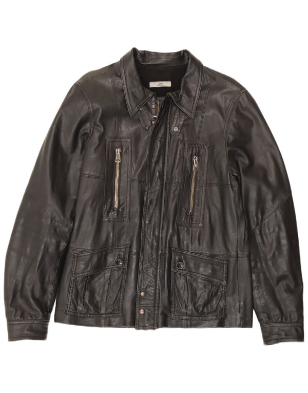 Męska kurtka skórzana Zen IT 52, duża czarna skóra