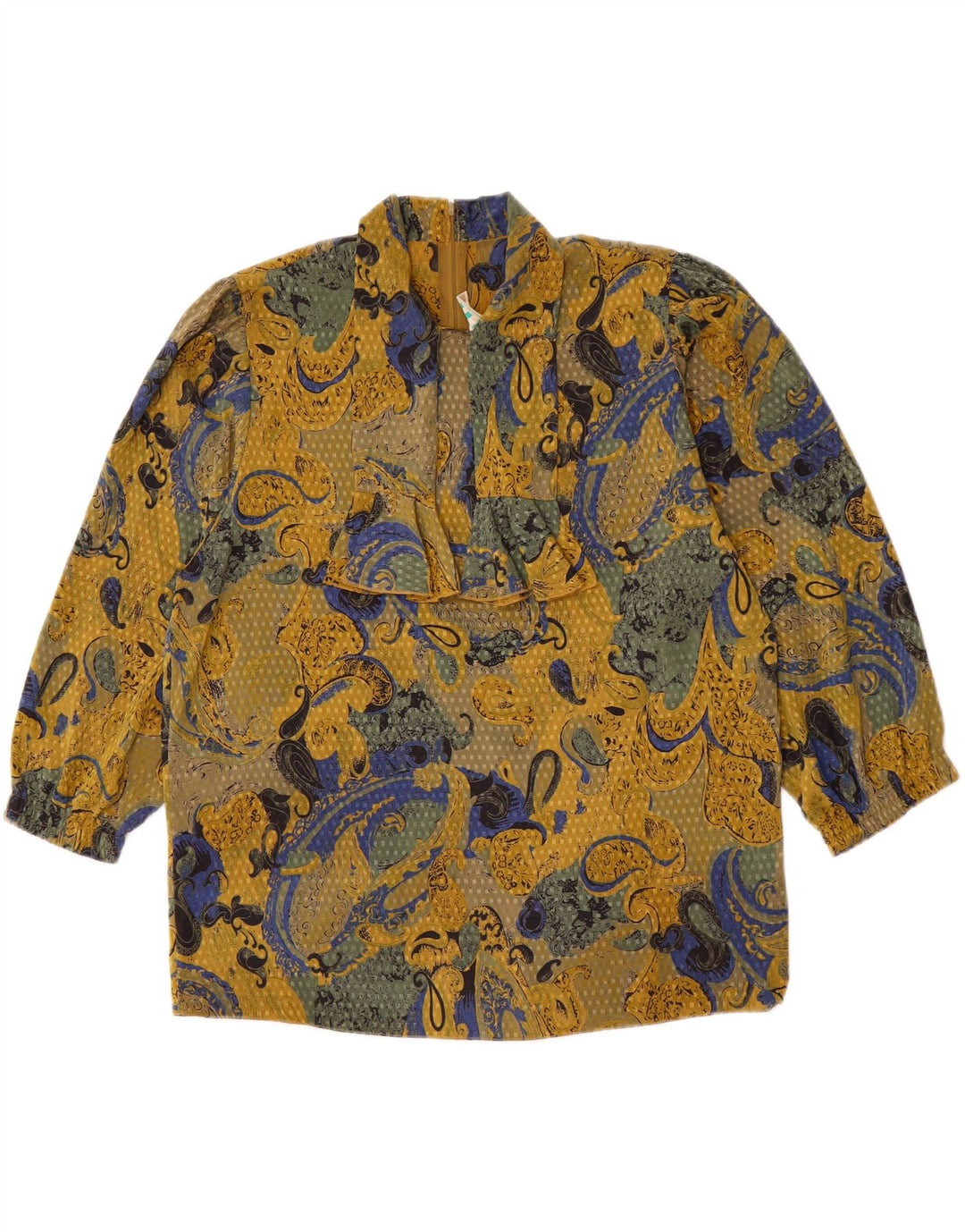 FRANKENWALDER Womens 3/4 Sleeve Blouse Top EU 40 Medium Yellow Paisley Vintage Frankenwalder and Second-Hand Frankenwalder from Messina Hembry 