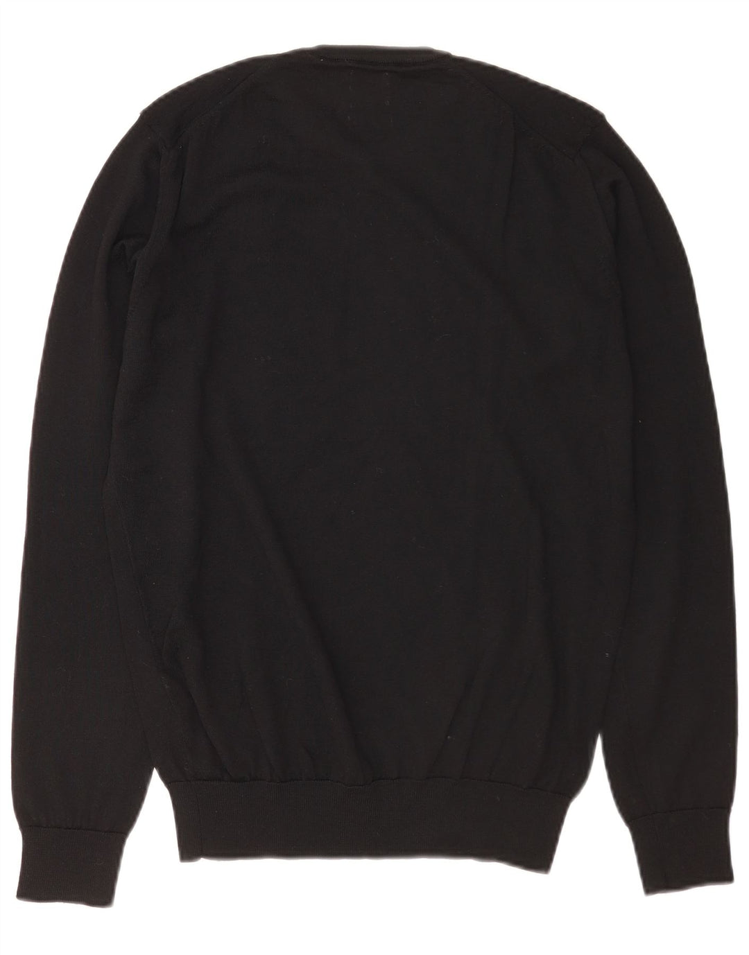 Zara Męski sweter z okrągłym dekoltem, mały, czarny, wełniany