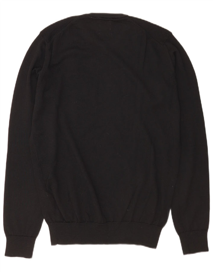 Zara Męski sweter z okrągłym dekoltem, mały, czarny, wełniany