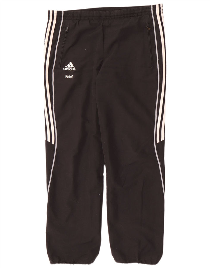 Męskie spodnie dresowe Adidas, średnie, czarne, poliestrowe, sportowe