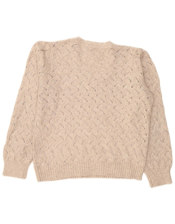 Marks & Spencer Damski sweter oversize z dekoltem w kształcie litery V, UK 14, średni beż
