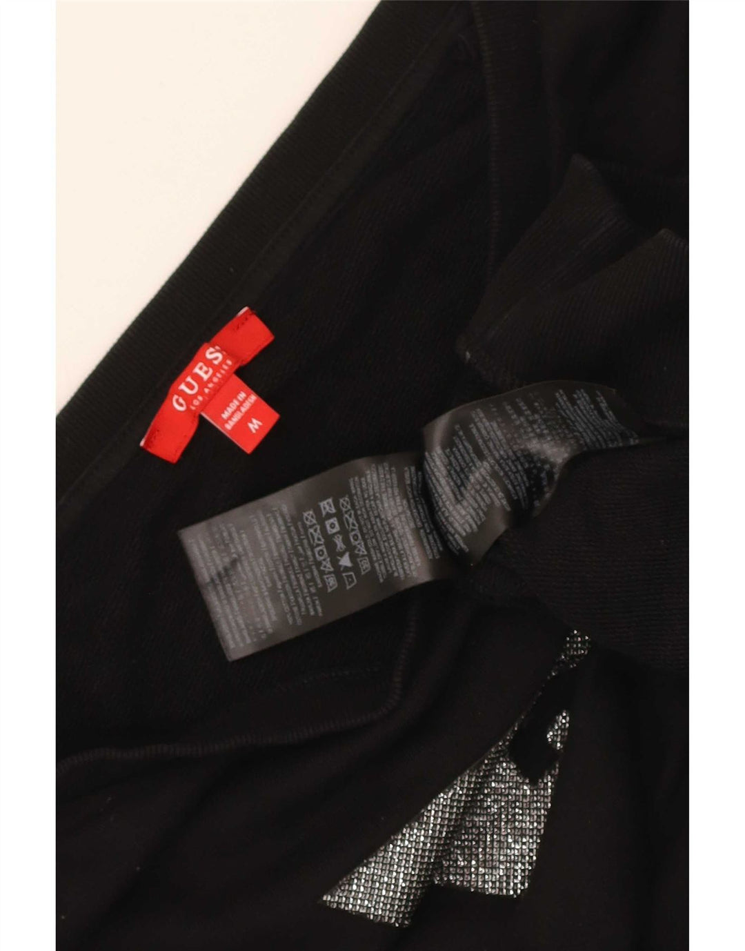 Damska bluza Guess Crop Graphic Jumper UK 14, średnia czarna bawełna