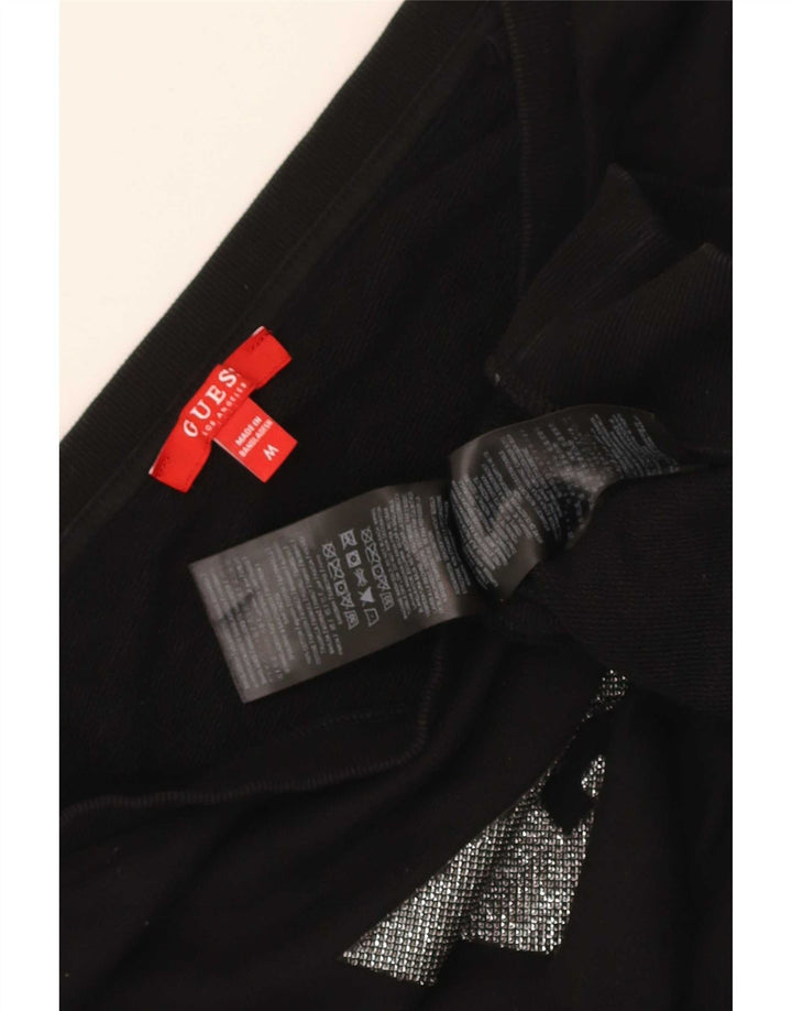 Damska bluza Guess Crop Graphic Jumper UK 14, średnia czarna bawełna