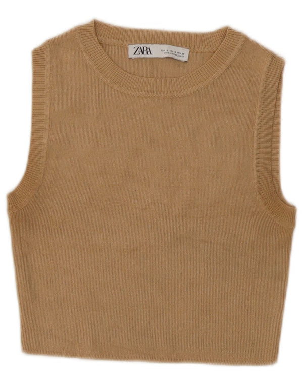 Damski krótki top Zara UK 10 Small Beige