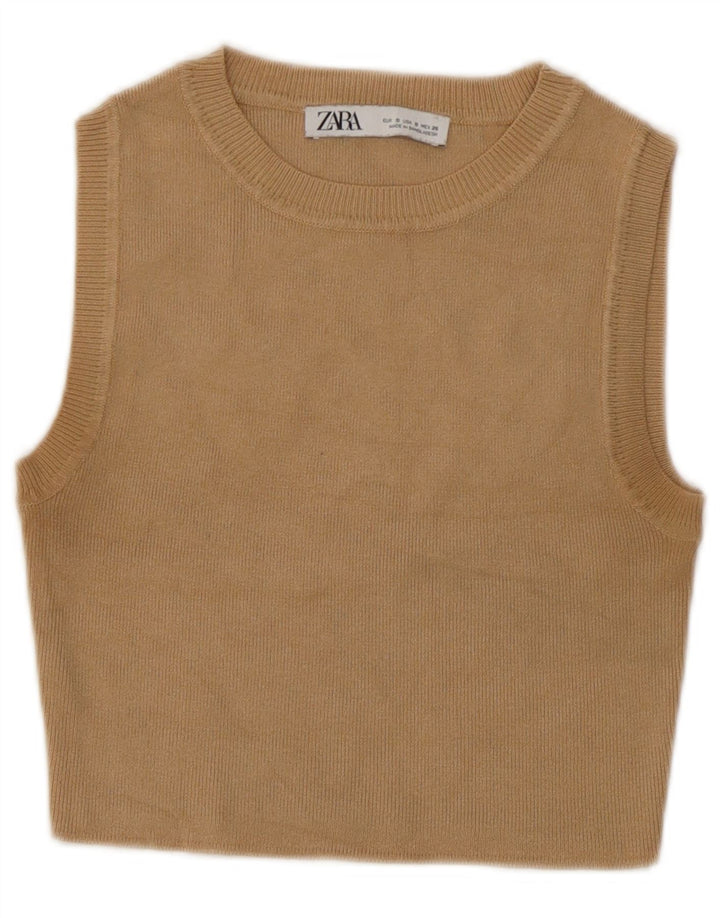 Damski krótki top Zara UK 10 Small Beige