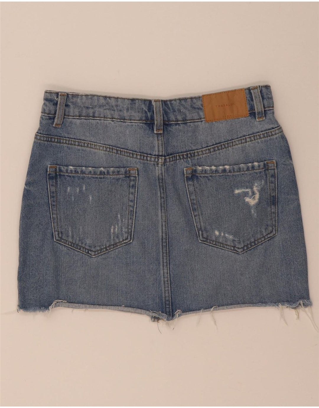 Zara Damska mini spódniczka jeansowa w trudnej sytuacji, mała W26 niebieska