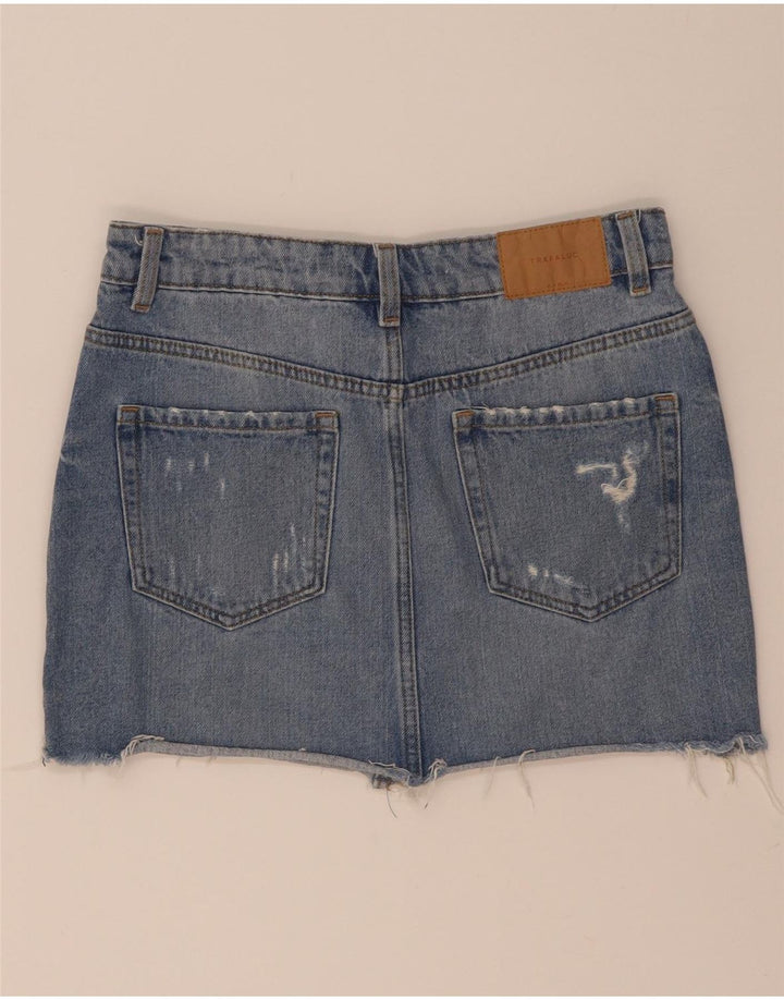 Zara Damska mini spódniczka jeansowa w trudnej sytuacji, mała W26 niebieska