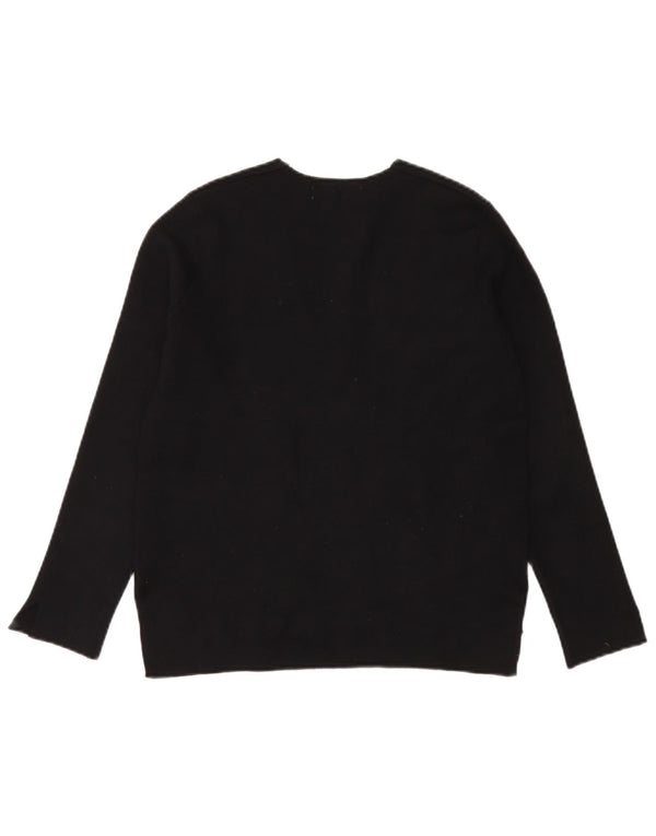 Damski sweter Zara o luźnym kroju z dekoltem w kształcie litery V, UK 10 Small, czarna wiskoza