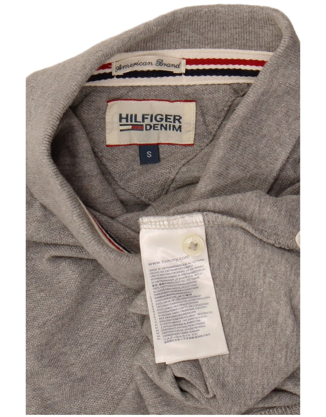 Męska koszulka polo TOMMY HILFIGER, mała, szara, bawełniana