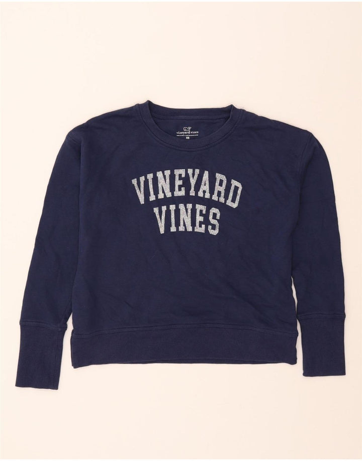 VINEYARD VINES Womens Oversized Sweatshirt Jumper UK 6 XS Navy Blue Vintage Vineyard Vines and Second-Hand Vineyard Vines from Messina Hembry 