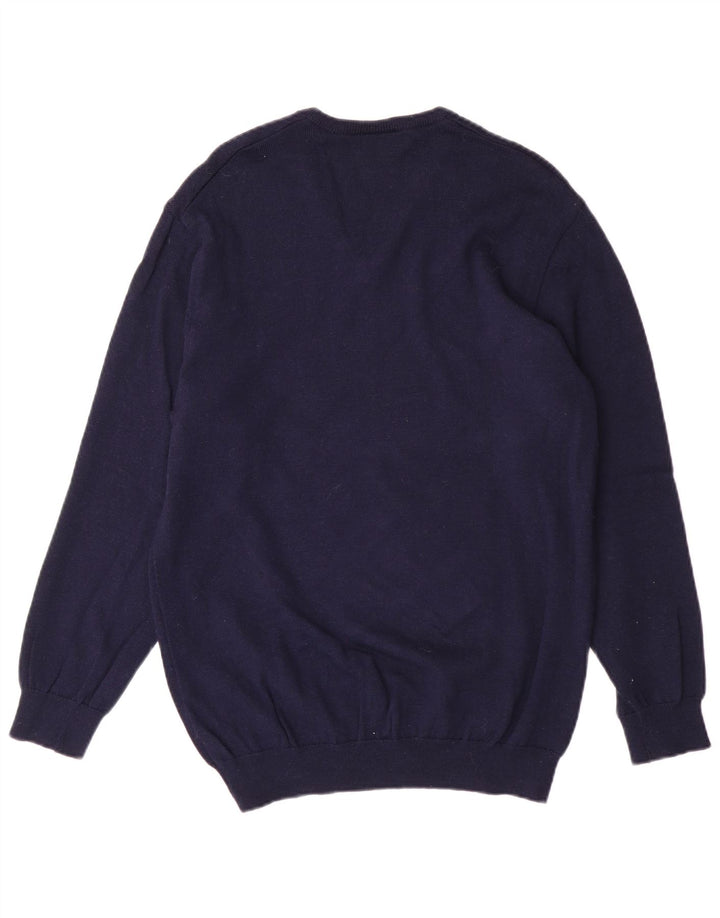 Lacoste Męski sweter z dekoltem w kształcie litery V, rozmiar 4, średni granatowy wełniany