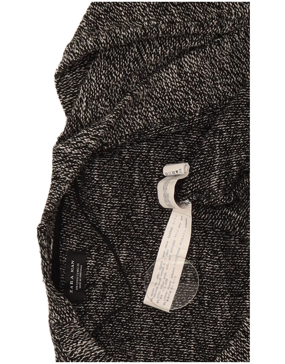 Zara Męski sweter rozpinany, mały, szary, z bawełny w plamki