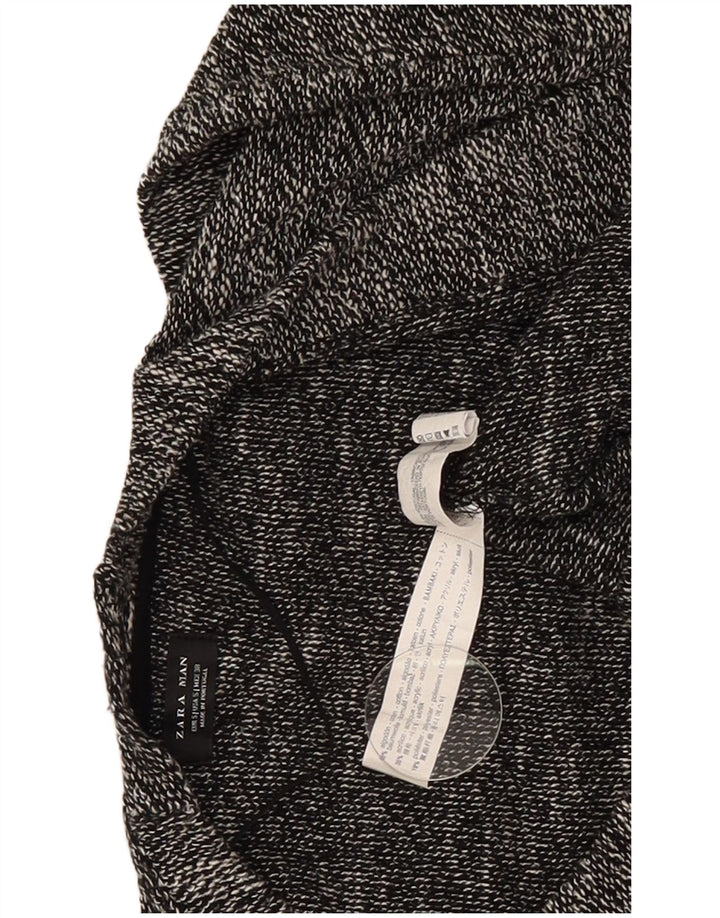 Zara Męski sweter rozpinany, mały, szary, z bawełny w plamki