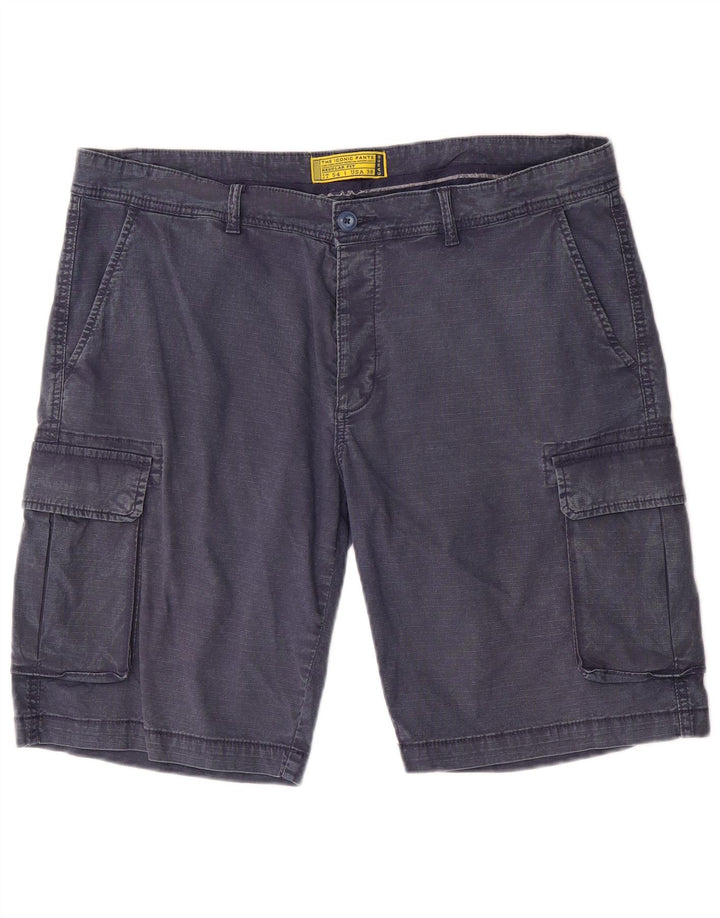 Męskie szorty cargo w stylu vintage o regularnym kroju W38 XL Granatowa bawełna