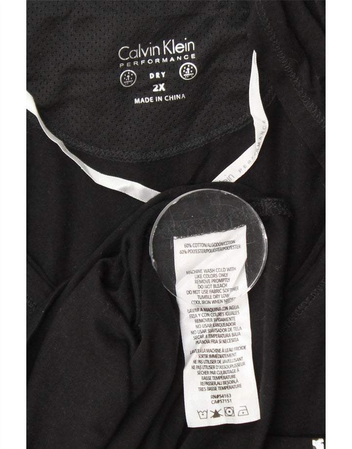 Damska koszulka oversize Calvin Klein z grafiką Top UK 20 2XL Czarna bawełna