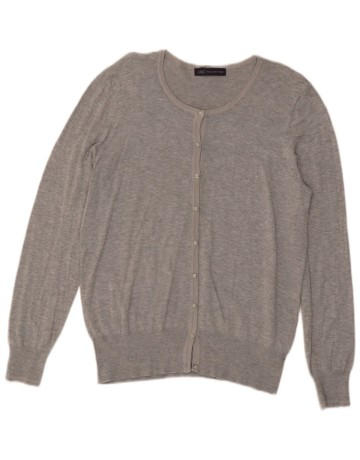 Marks & Spencer Damski sweter rozpinany UK 16, duży, szary, nakrapiany wiskoza