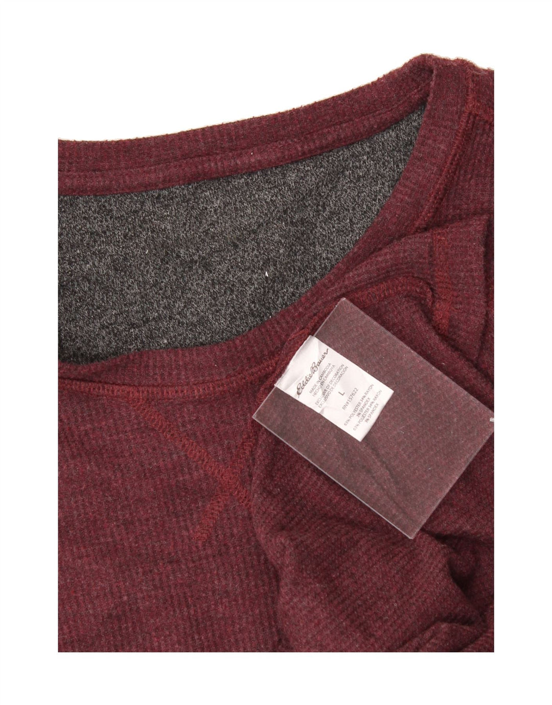 EDDIE BAUER Mens Top Long Sleeve Large Maroon Cotton Vintage Eddie Bauer and Second-Hand Eddie Bauer from Messina Hembry 