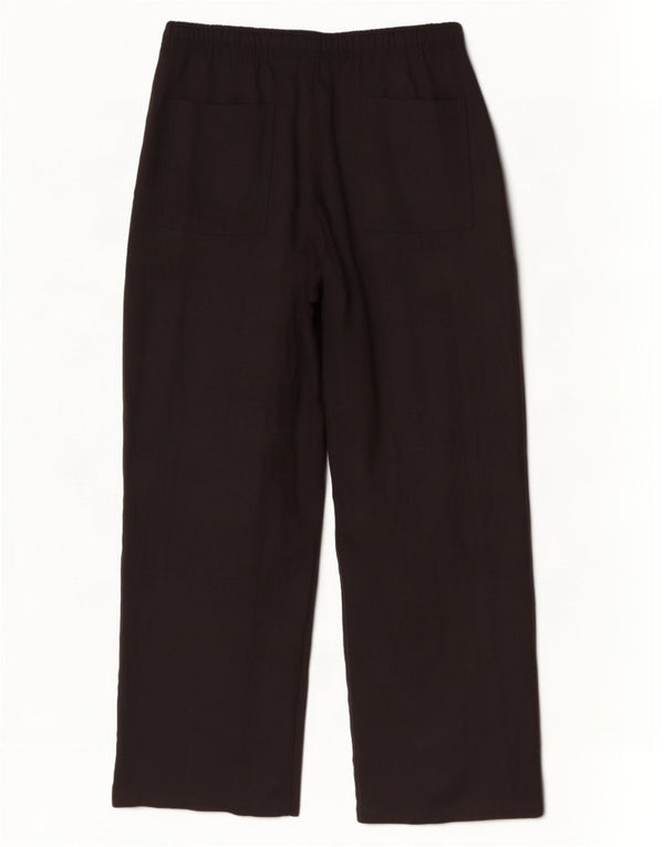 Zara Womens High Waist Wide Leg Chino Trousers XL W32 L31 Black Lyocell