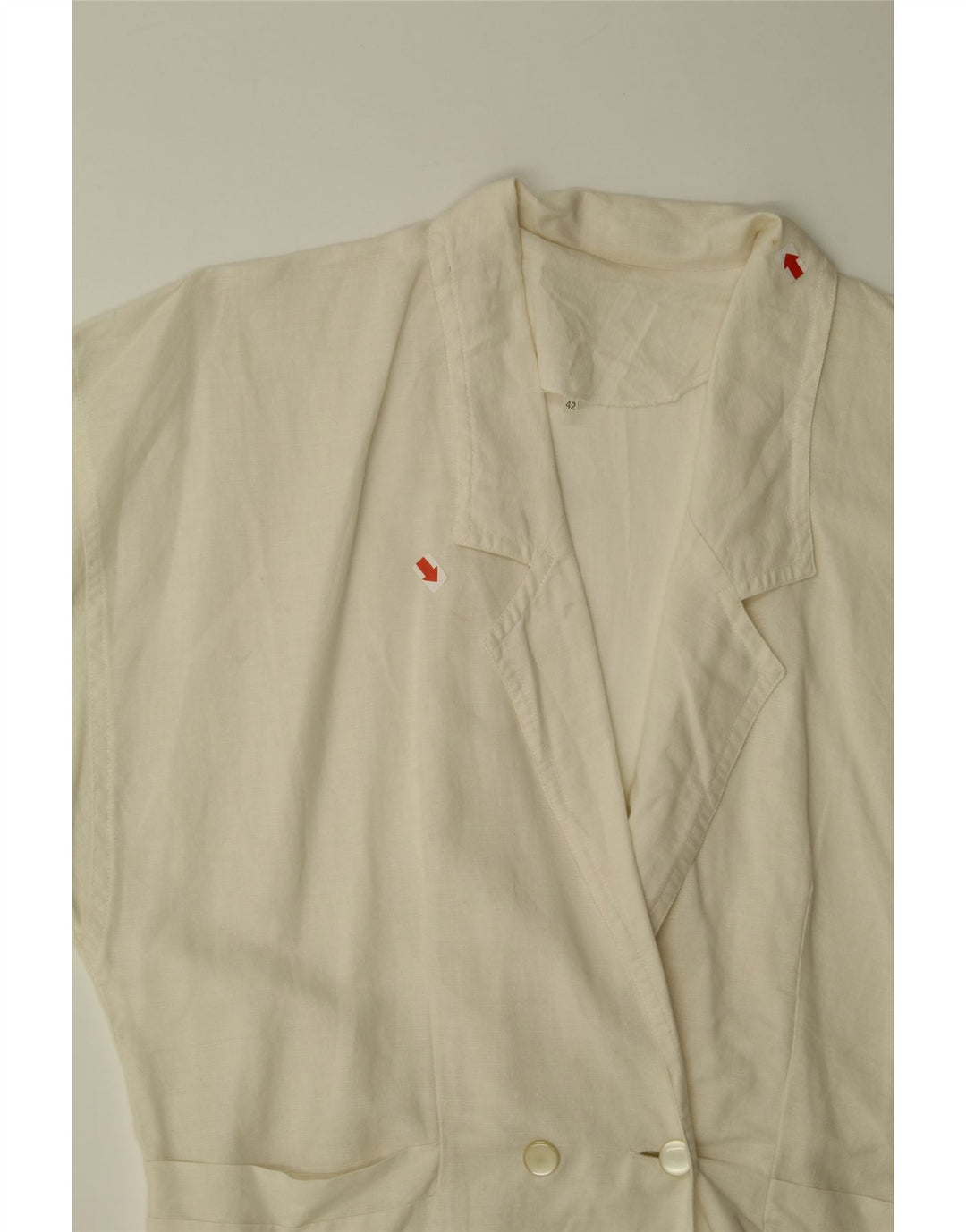 VINTAGE Womens Double Breasted Blazer Jacket IT 42 Medium White Vintage Vintage and Second-Hand Vintage from Messina Hembry 