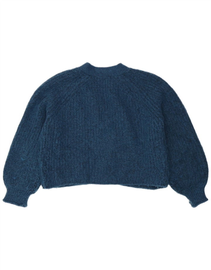 Damski sweter oversize Zara Crop Cardigan UK 10, mały, niebieski poliester