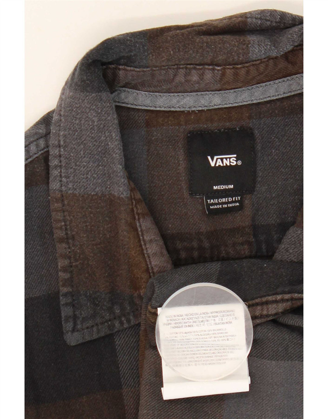 Męska koszula flanelowa Vans o dopasowanym kroju, średniej wielkości, wielokolorowa, bawełniana w kratkę
