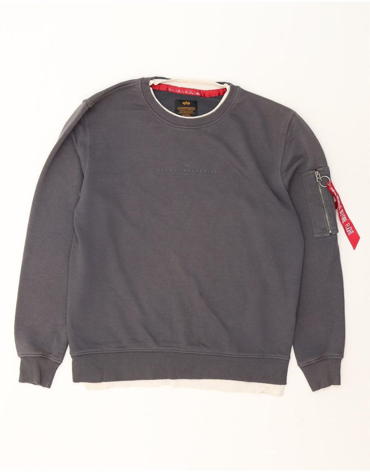 Męska bluza z grafiką Alpha Industries, mała, szara, bawełniana