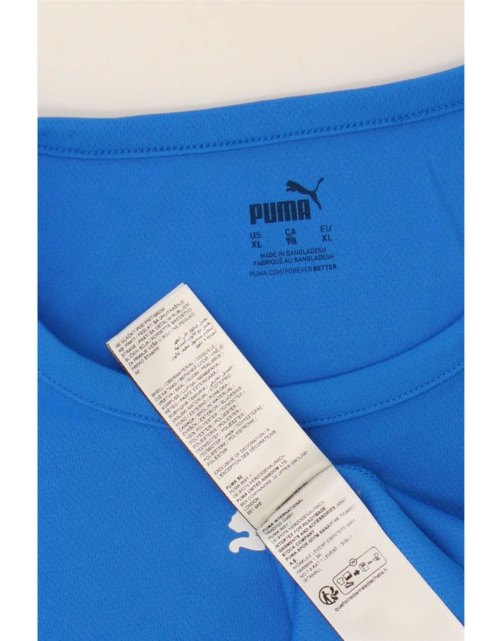 T-shirt męski Puma, top XL, niebieski, poliester z blokami kolorów